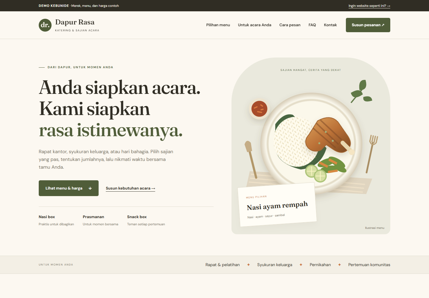 Preview template website Dapur Rasa