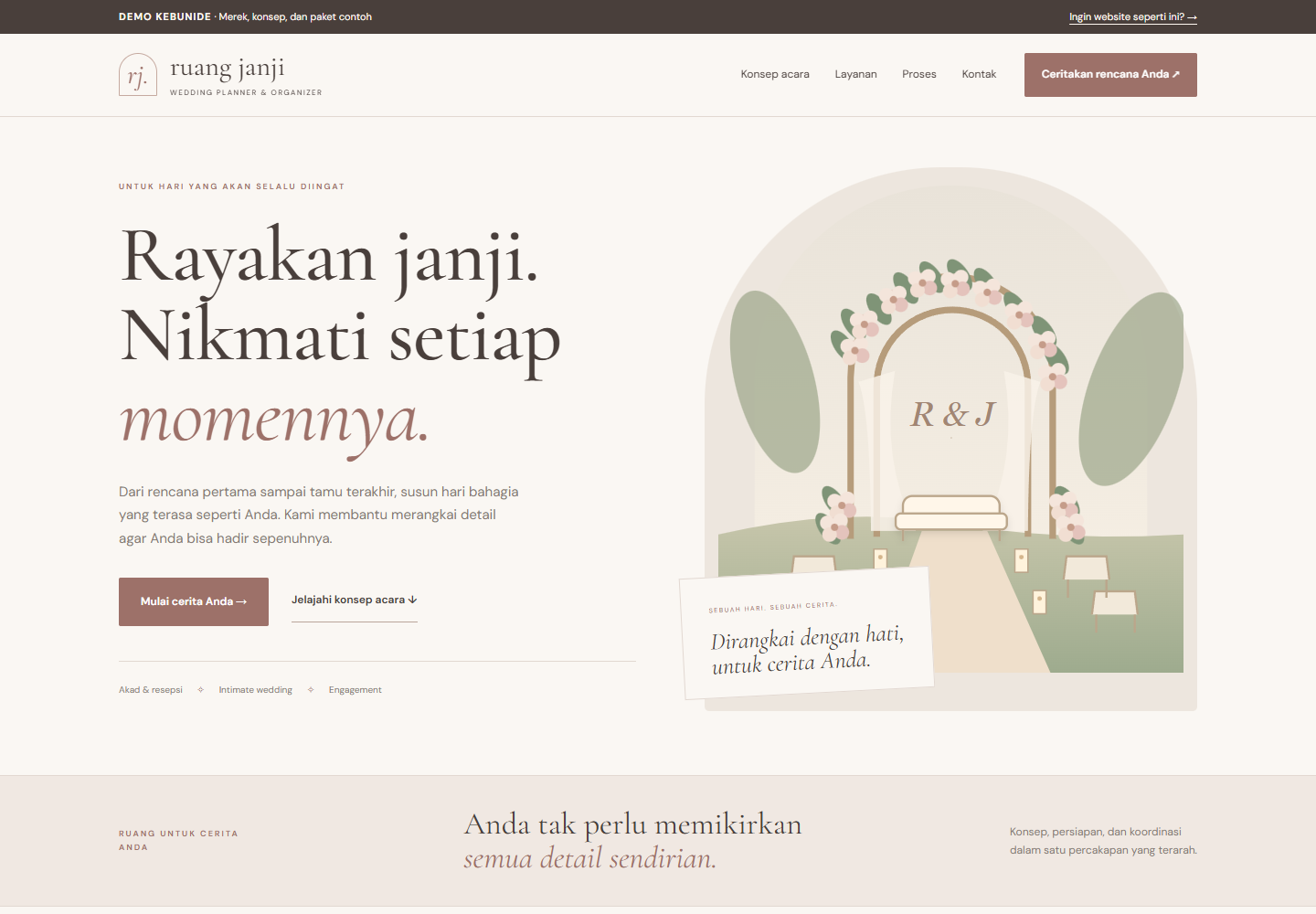 Preview template website Ruang Janji